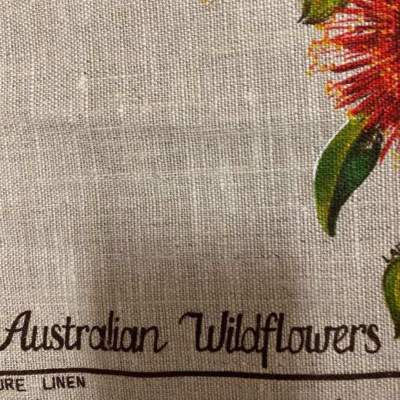 “Australian Wildflowers” Kitchen Tea Dish Towel ~Pure Linen, HandPrinted EUC - Picture 4 of 10